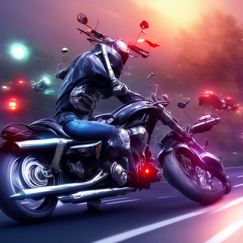 Other motorcycle passenger injured in noncollision transport accident in traffic accident, subsequent encounter digital illustration