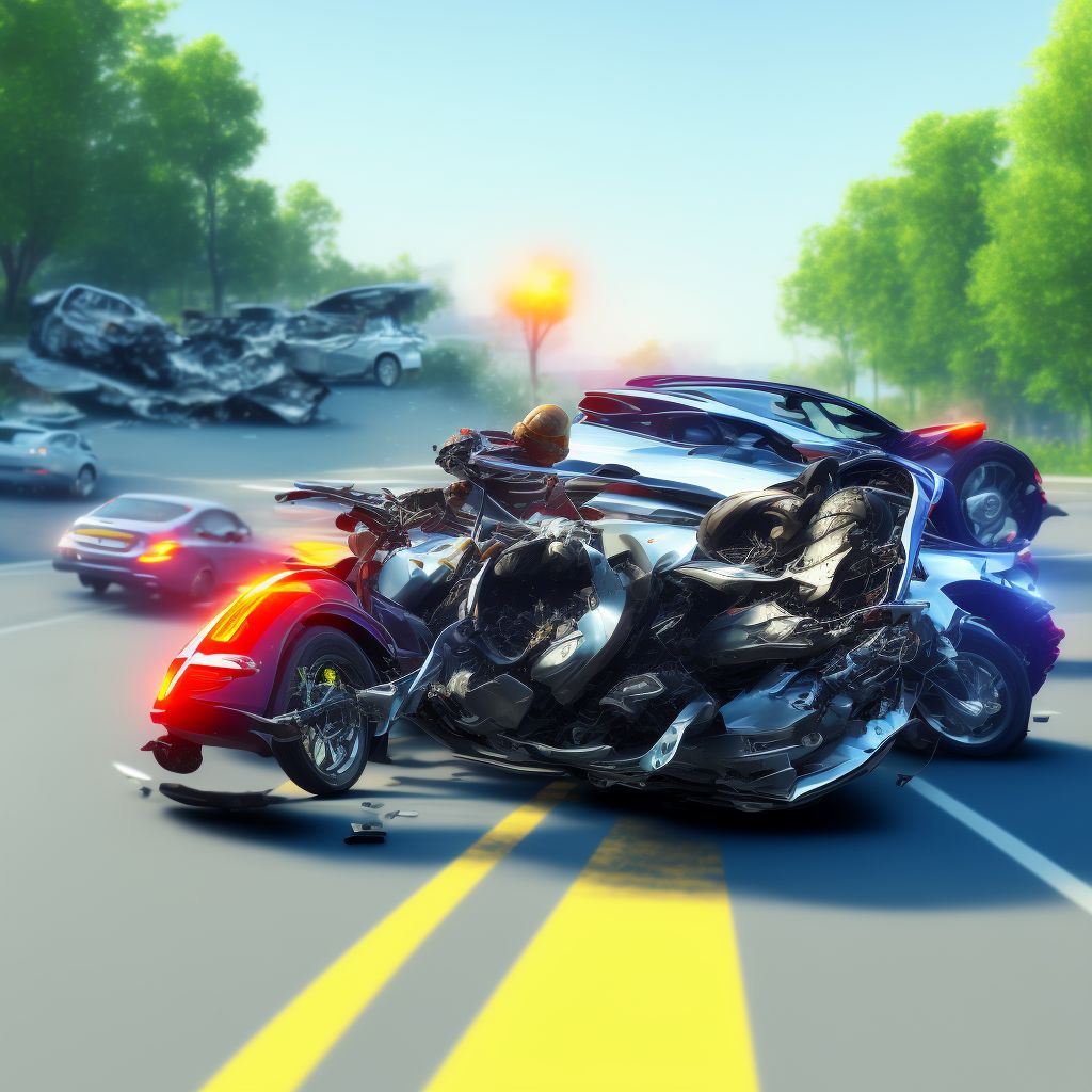 Other motorcycle passenger injured in noncollision transport accident in traffic accident, sequela digital illustration