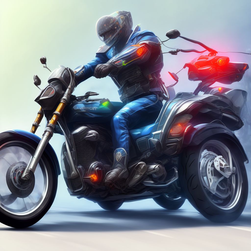 Unspecified rider of other motorcycle injured in noncollision transport accident in traffic accident, initial encounter digital illustration