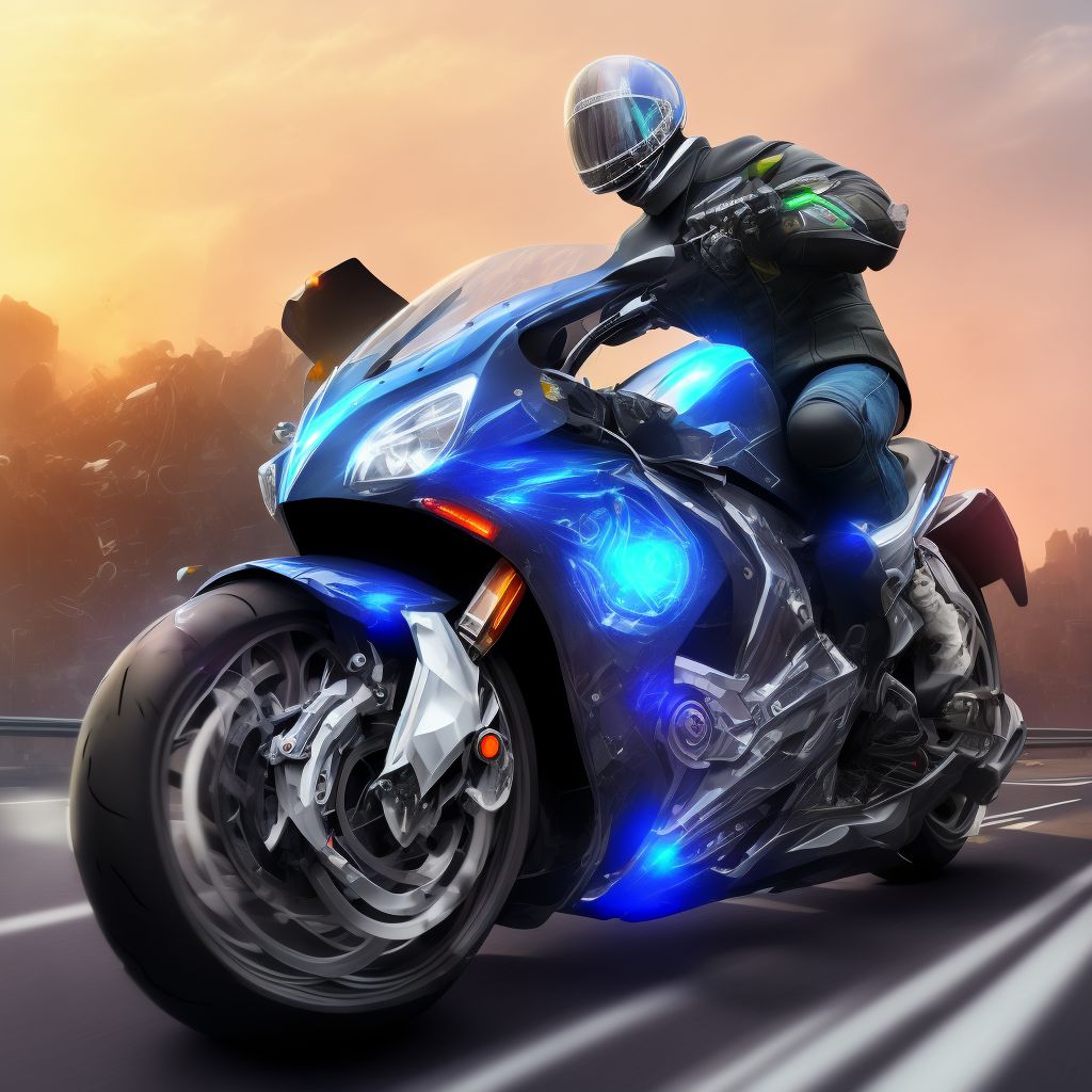 Unspecified rider of other motorcycle injured in noncollision transport accident in traffic accident, subsequent encounter digital illustration