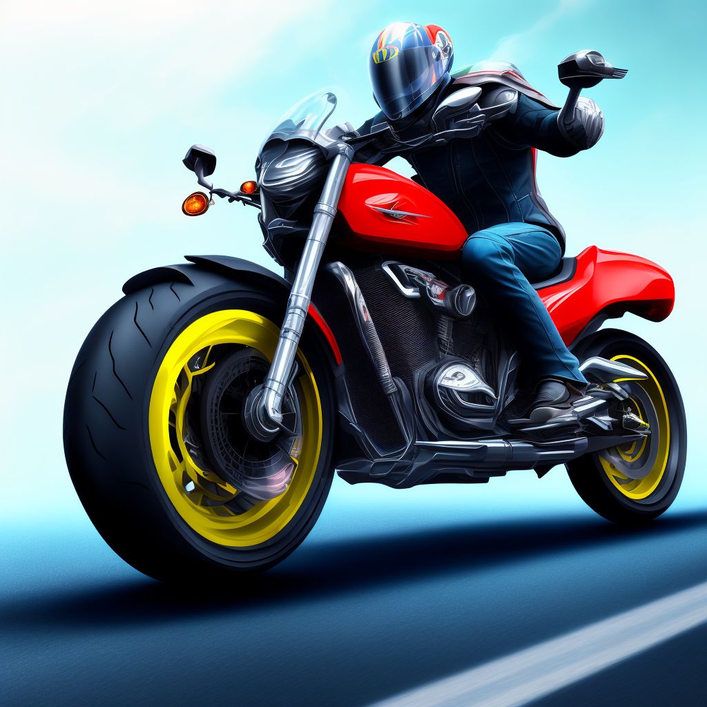 Unspecified rider of other motorcycle injured in noncollision transport accident in traffic accident, sequela digital illustration