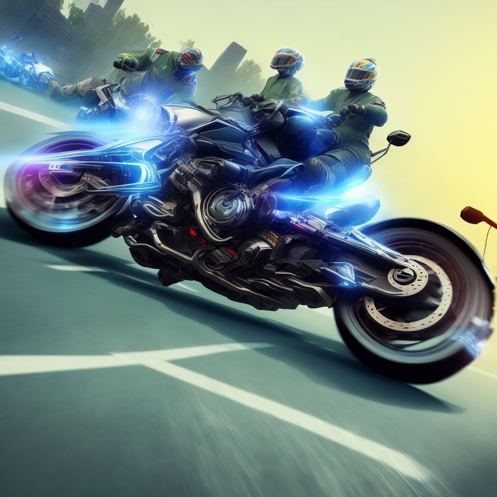 Unspecified motorcycle rider injured in noncollision transport accident in traffic accident, subsequent encounter digital illustration