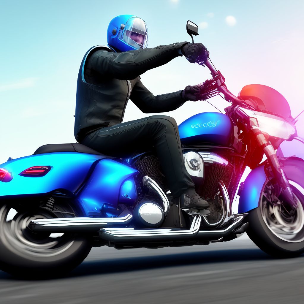 Unspecified motorcycle rider injured in noncollision transport accident in traffic accident, sequela digital illustration