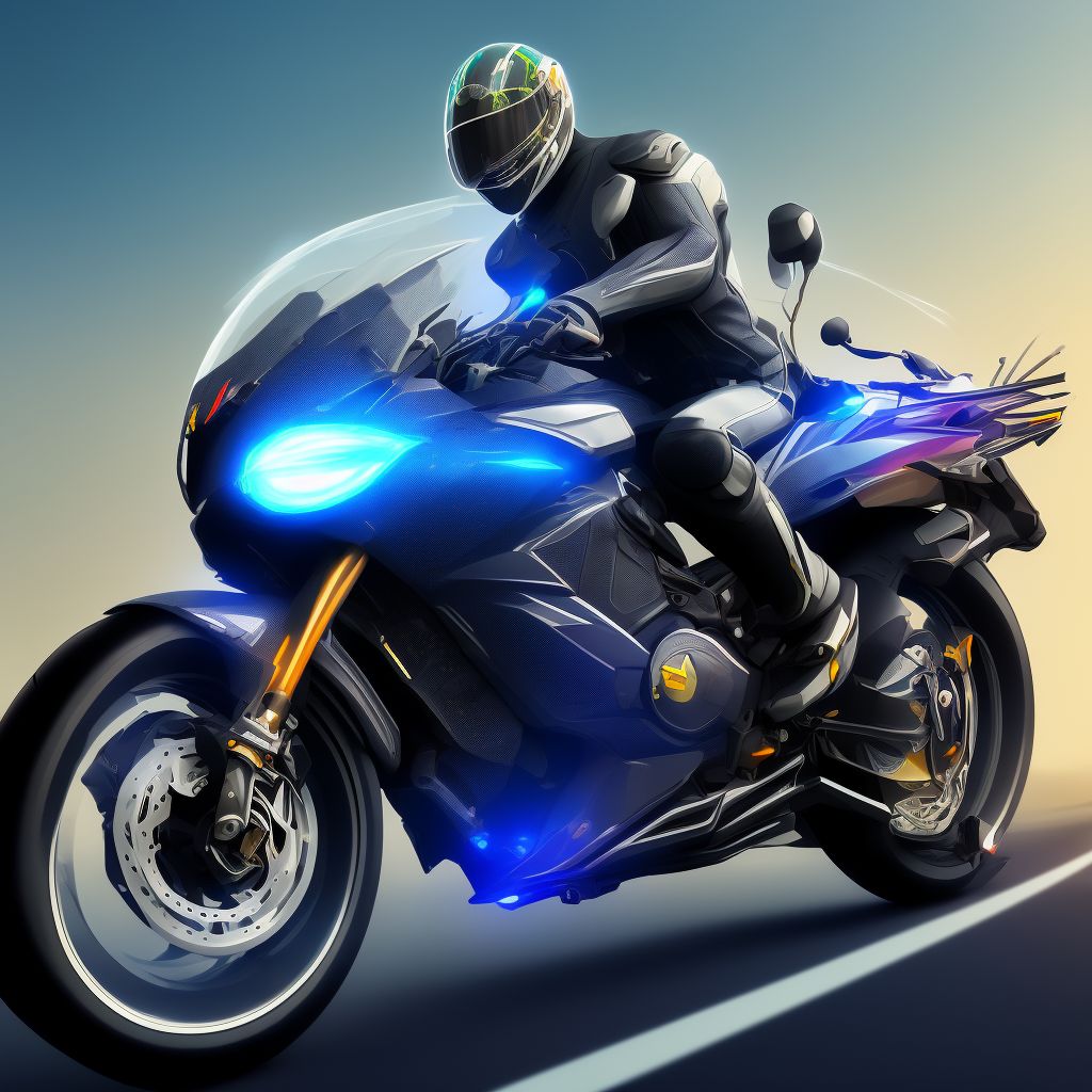 Unspecified rider of other motorcycle injured in collision with unspecified motor vehicles in nontraffic accident, subsequent encounter digital illustration