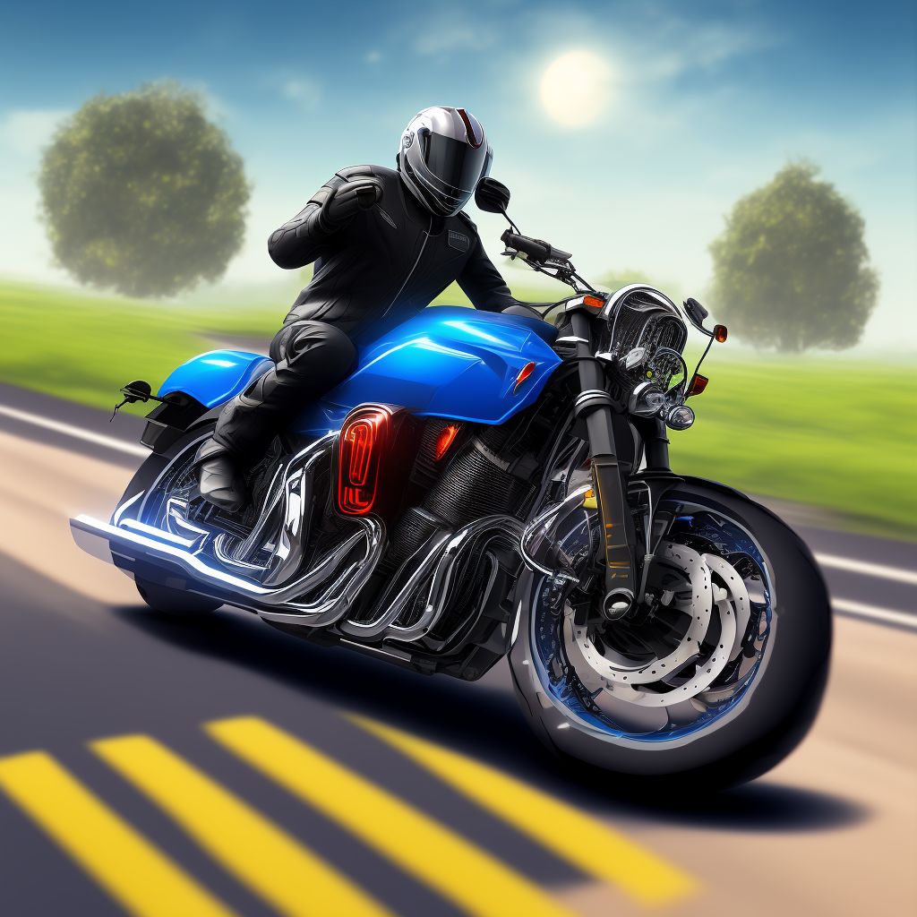 Unspecified motorcycle rider injured in collision with unspecified motor vehicles in nontraffic accident, sequela digital illustration