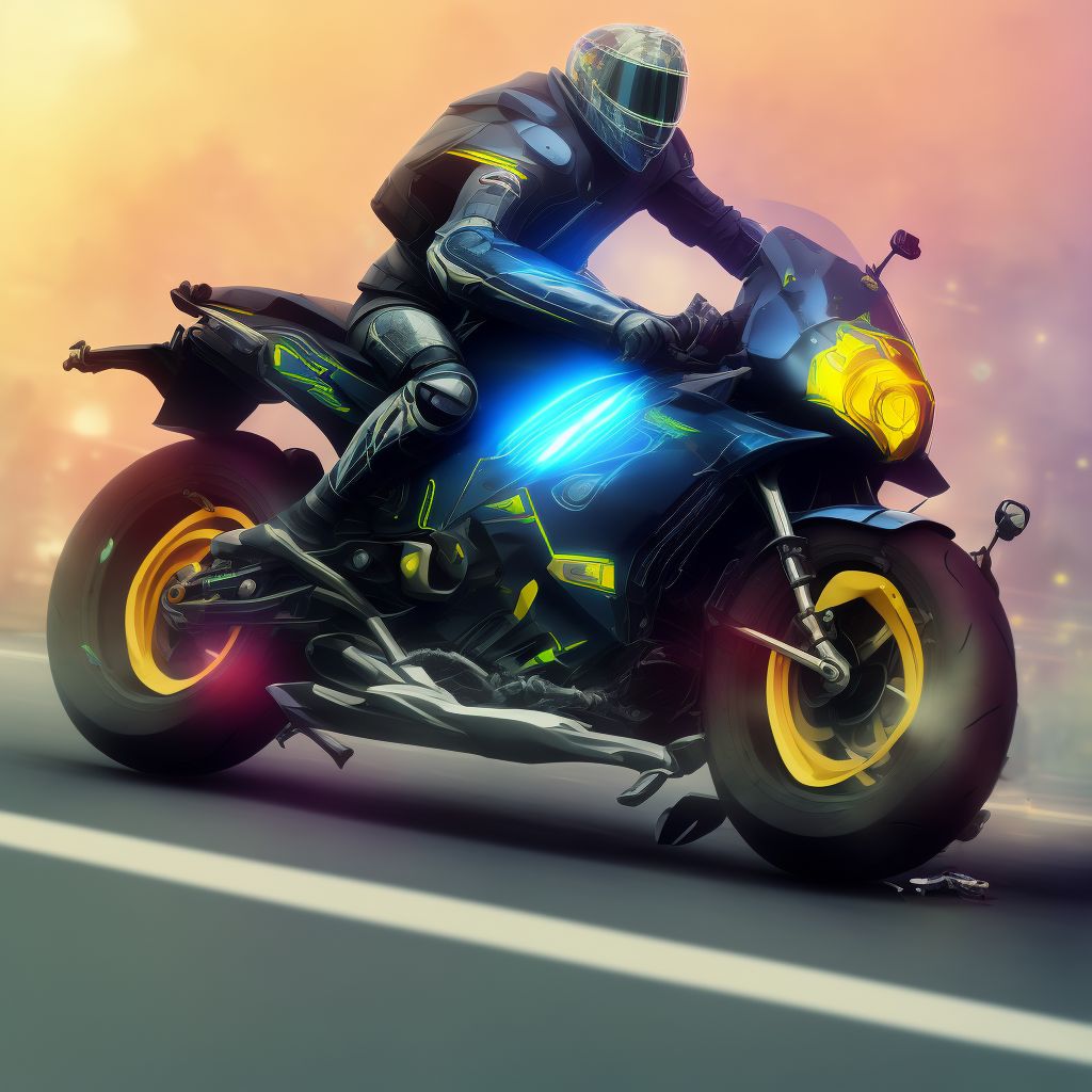 Unspecified rider of other motorcycle injured in collision with other motor vehicles in nontraffic accident, initial encounter digital illustration