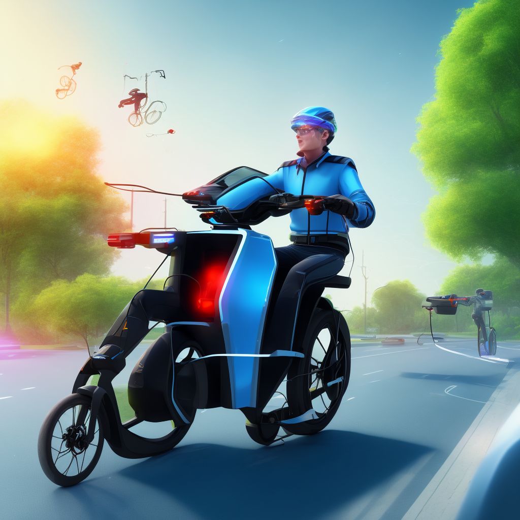 Electric (assisted) bicycle (driver) (passenger) injured in unspecified nontraffic accident, sequela digital illustration