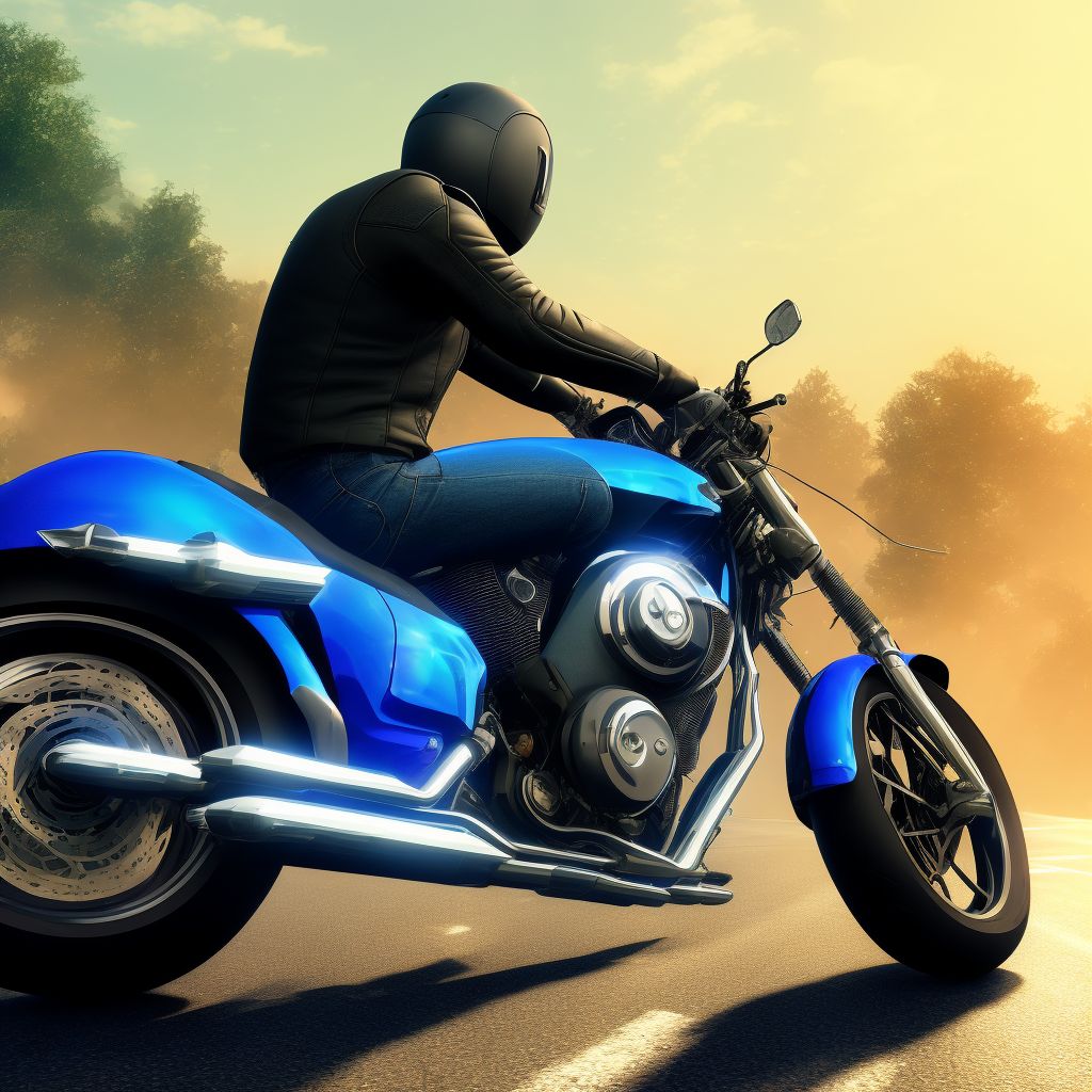 Motorcycle rider (driver) (passenger) injured in unspecified nontraffic accident, initial encounter digital illustration