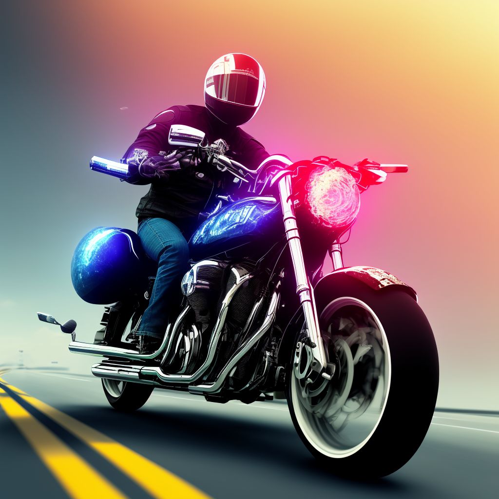 Motorcycle rider (driver) (passenger) injured in unspecified nontraffic accident, subsequent encounter digital illustration