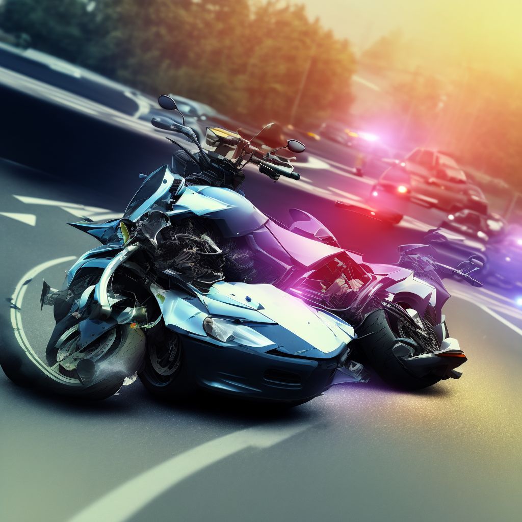 Other motorcycle passenger injured in collision with unspecified motor vehicles in traffic accident, sequela digital illustration