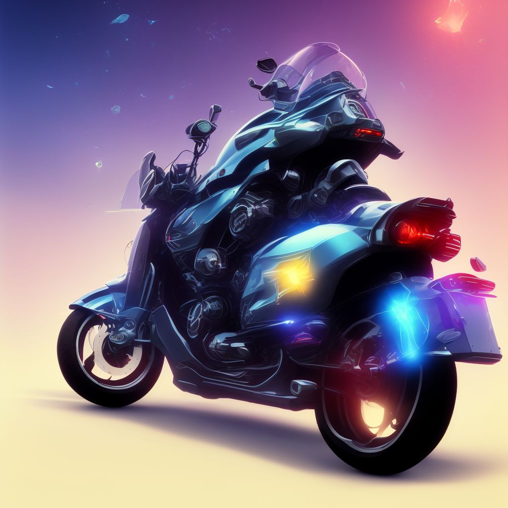 Unspecified rider of other motorcycle injured in collision with unspecified motor vehicles in traffic accident, initial encounter digital illustration