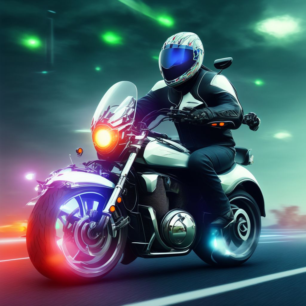 Rider (driver) (passenger) of other motorcycle injured in other specified transport accidents, subsequent encounter digital illustration