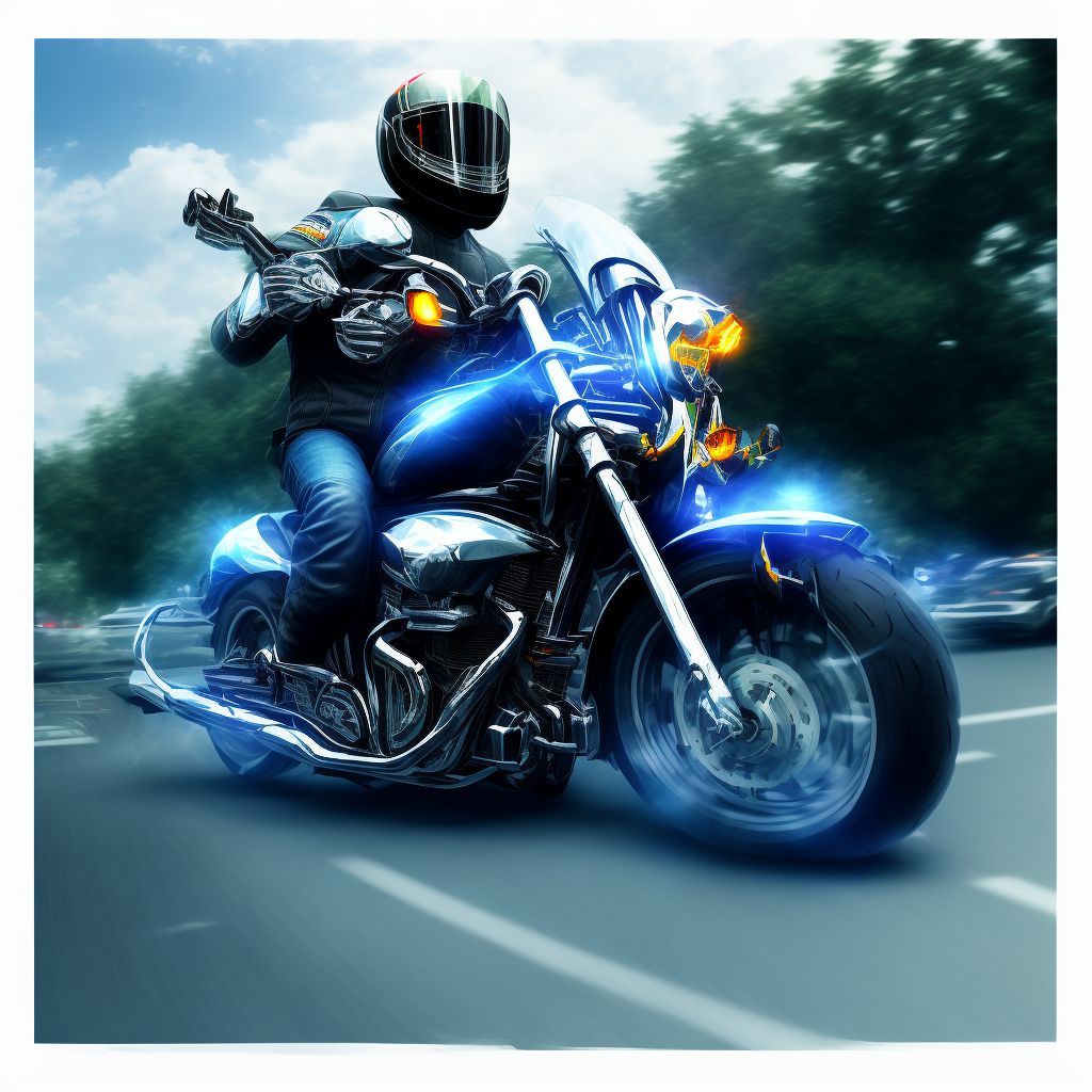 Motorcycle rider (driver) (passenger) injured in other specified transport accidents, subsequent encounter digital illustration