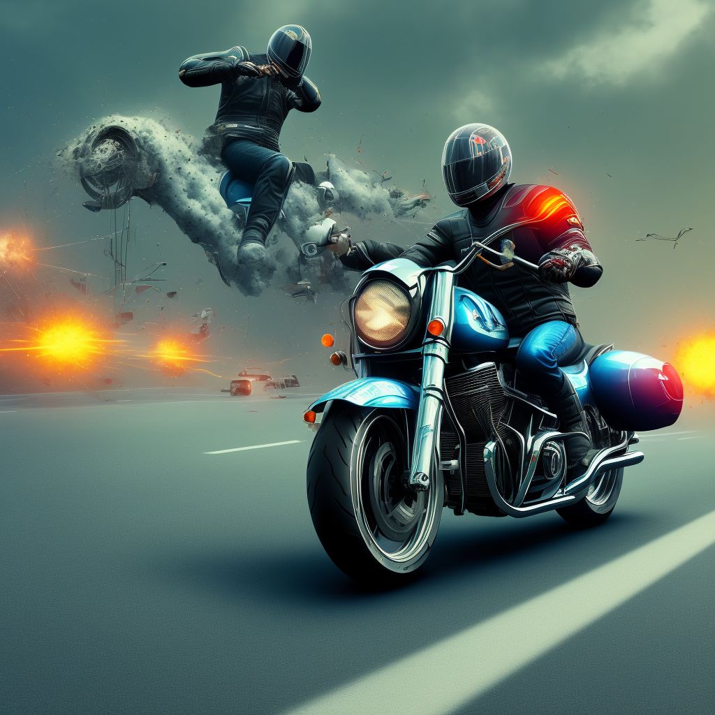 Motorcycle rider (driver) (passenger) injured in other specified transport accidents, sequela digital illustration