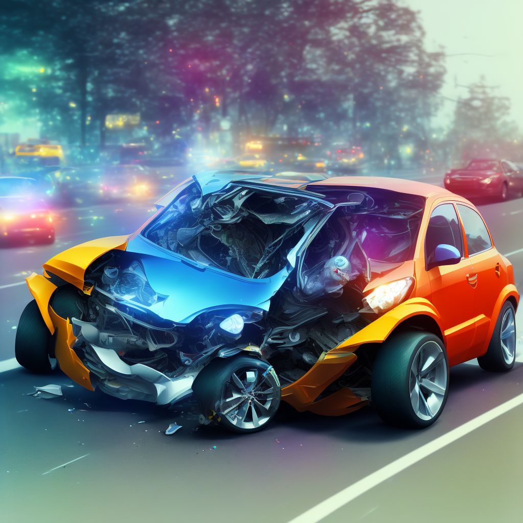 Passenger in three-wheeled motor vehicle injured in collision with pedestrian or animal in traffic accident, initial encounter digital illustration