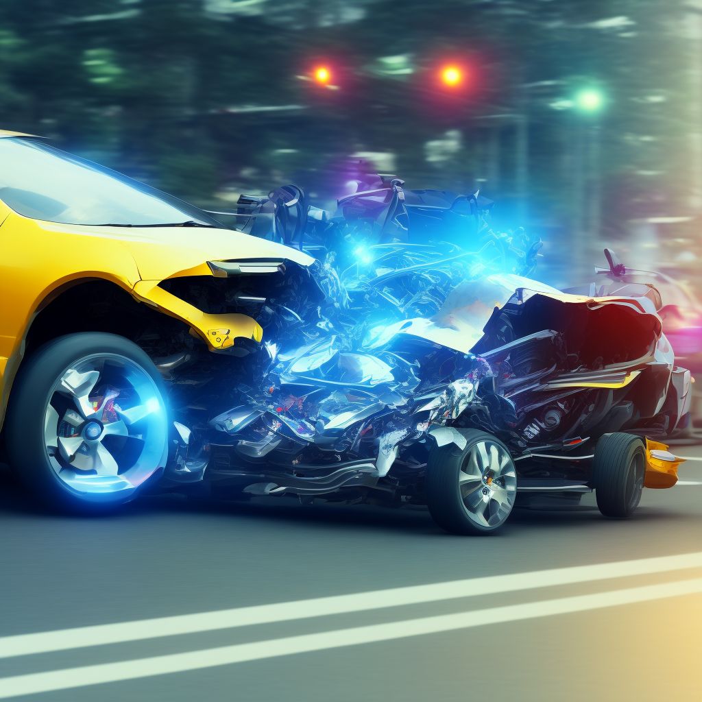 Passenger in three-wheeled motor vehicle injured in collision with pedestrian or animal in traffic accident, subsequent encounter digital illustration