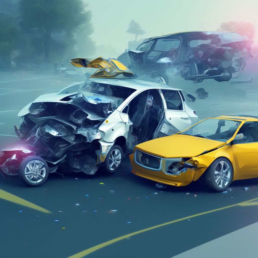 Passenger in three-wheeled motor vehicle injured in collision with other nonmotor vehicle in nontraffic accident, subsequent encounter digital illustration