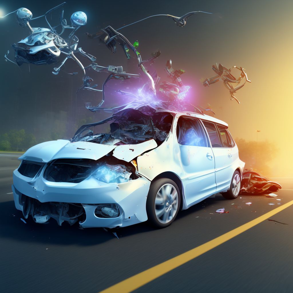 Unspecified occupant of three-wheeled motor vehicle injured in collision with other nonmotor vehicle in nontraffic accident, sequela digital illustration