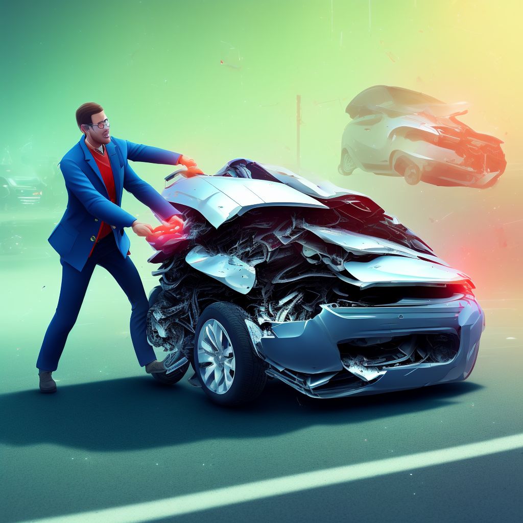 Person boarding or alighting a three-wheeled motor vehicle injured in collision with other nonmotor vehicle, subsequent encounter digital illustration