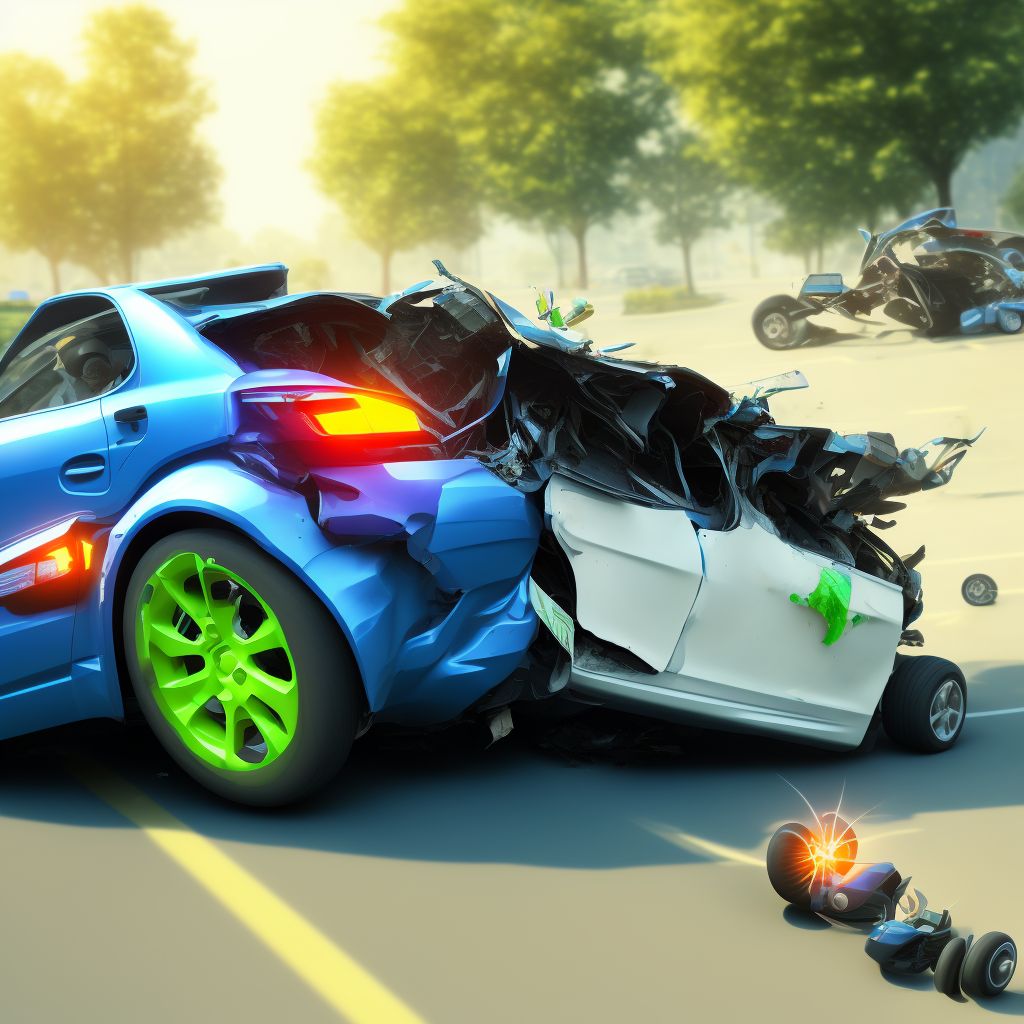 Driver of three-wheeled motor vehicle injured in noncollision transport accident in nontraffic accident, sequela digital illustration