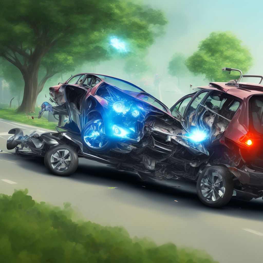 Passenger in three-wheeled motor vehicle injured in noncollision transport accident in nontraffic accident, subsequent encounter digital illustration