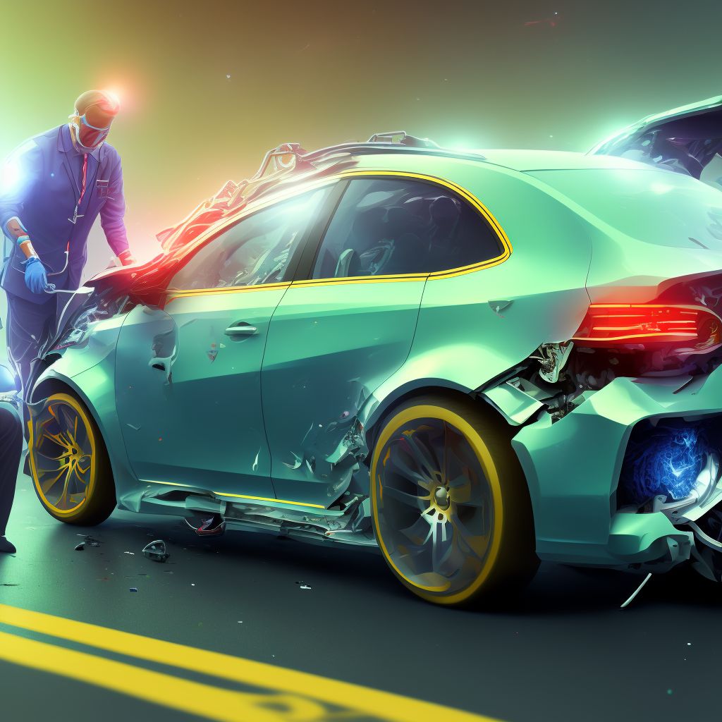 Person boarding or alighting a three-wheeled motor vehicle injured in noncollision transport accident, subsequent encounter digital illustration