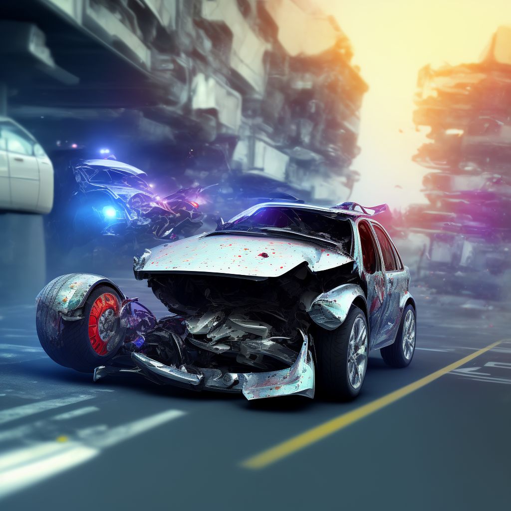 Passenger in three-wheeled motor vehicle injured in collision with unspecified motor vehicles in nontraffic accident, initial encounter digital illustration