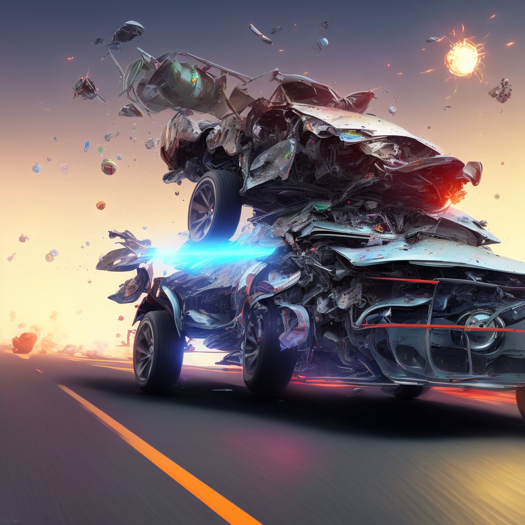 Occupant (driver) (passenger) of three-wheeled motor vehicle injured in unspecified nontraffic accident, subsequent encounter digital illustration