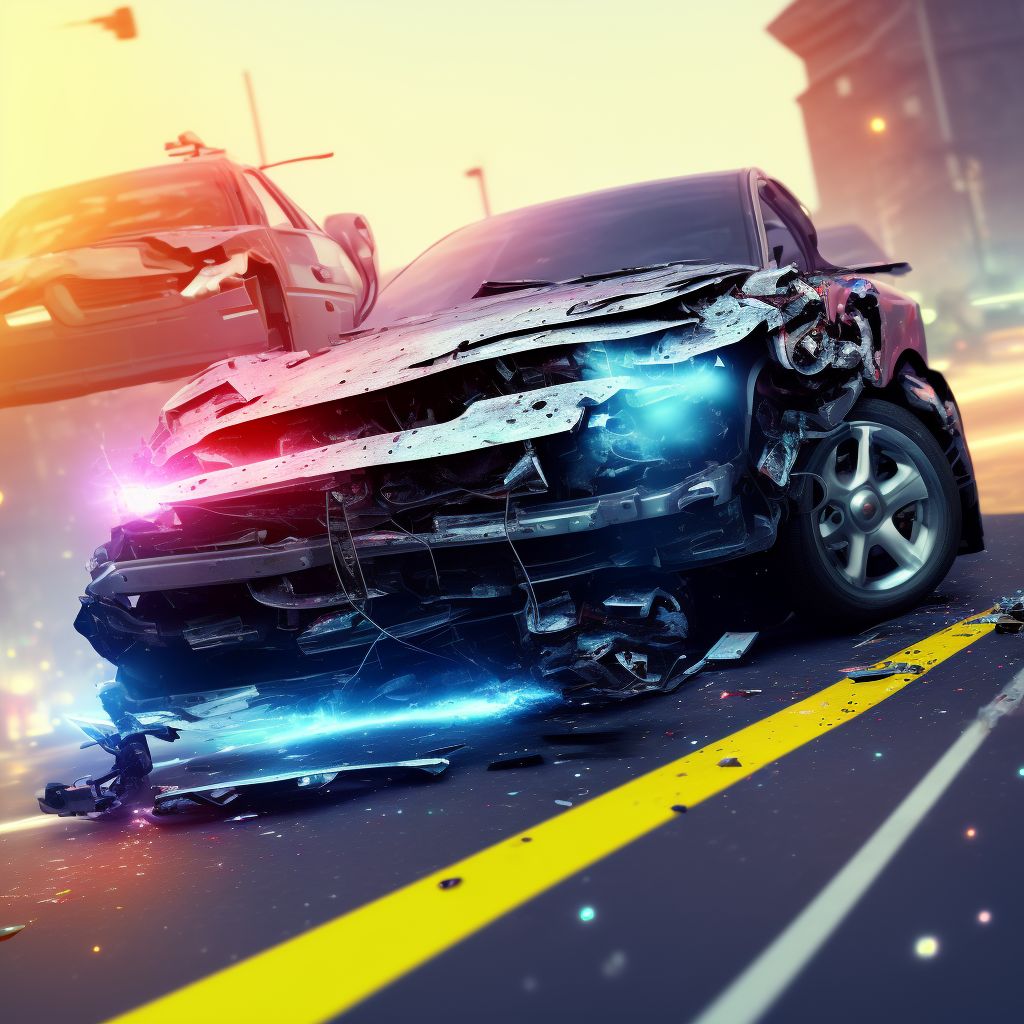 Car driver injured in collision with pedestrian or animal in nontraffic accident, initial encounter digital illustration