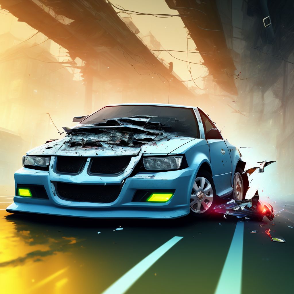 Car driver injured in collision with pedestrian or animal in nontraffic accident, subsequent encounter digital illustration