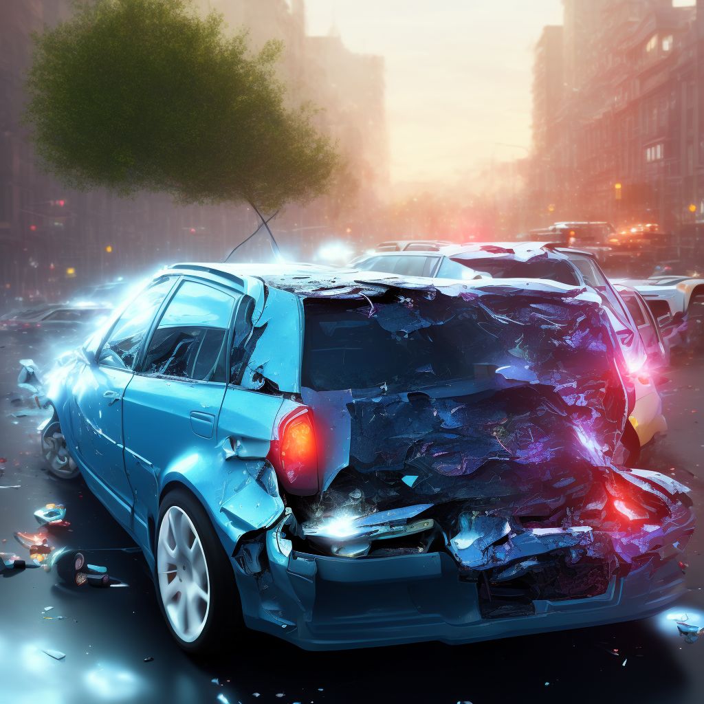 Person on outside of car injured in collision with pedestrian or animal in nontraffic accident, initial encounter digital illustration