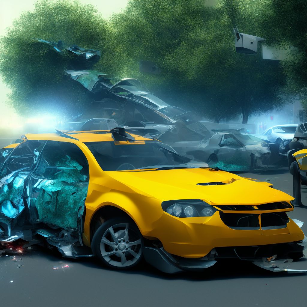 Unspecified car occupant injured in collision with pedestrian or animal in nontraffic accident, sequela digital illustration