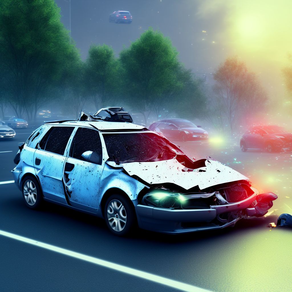 Car driver injured in collision with pedestrian or animal in traffic accident, initial encounter digital illustration