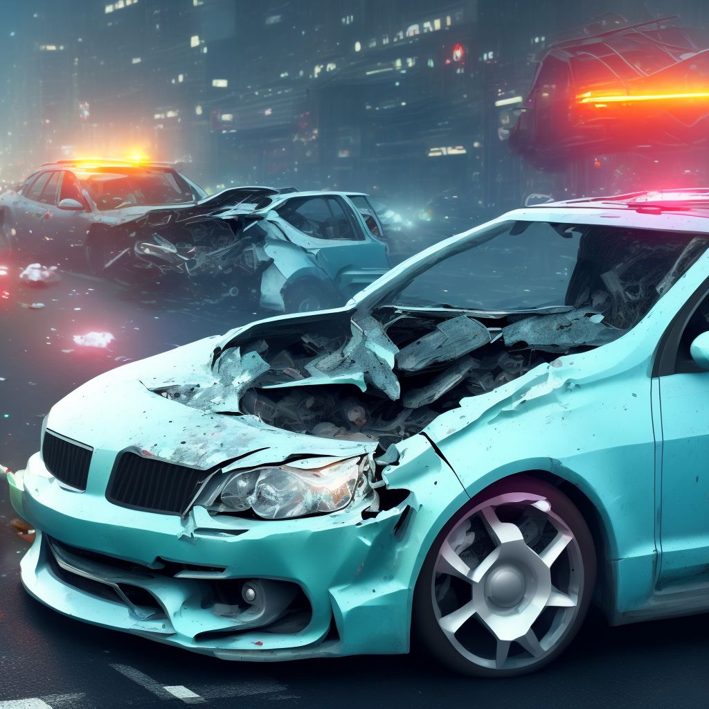 Unspecified car occupant injured in collision with pedestrian or animal in traffic accident, initial encounter digital illustration