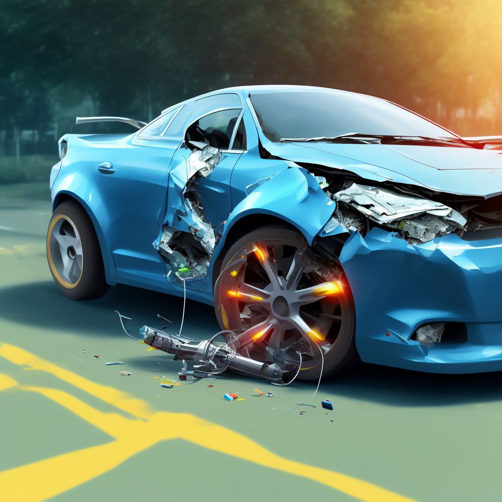 Person on outside of car injured in collision with pedal cycle in nontraffic accident, subsequent encounter digital illustration