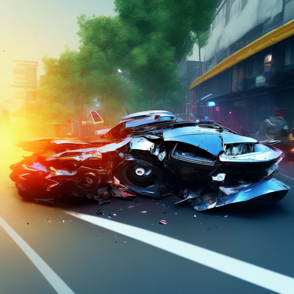 Car driver injured in collision with two- or three-wheeled motor vehicle in nontraffic accident, initial encounter digital illustration