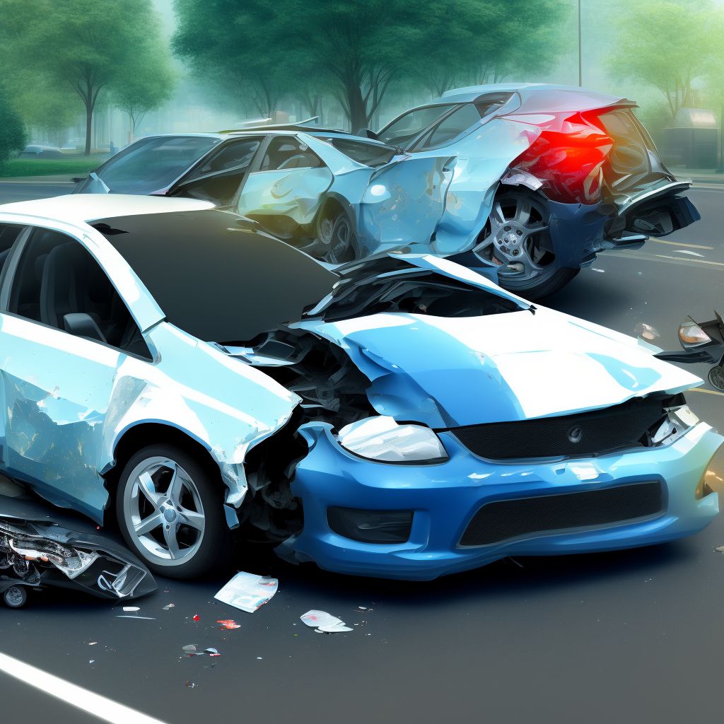 Unspecified car occupant injured in collision with two- or three-wheeled motor vehicle in nontraffic accident, initial encounter digital illustration