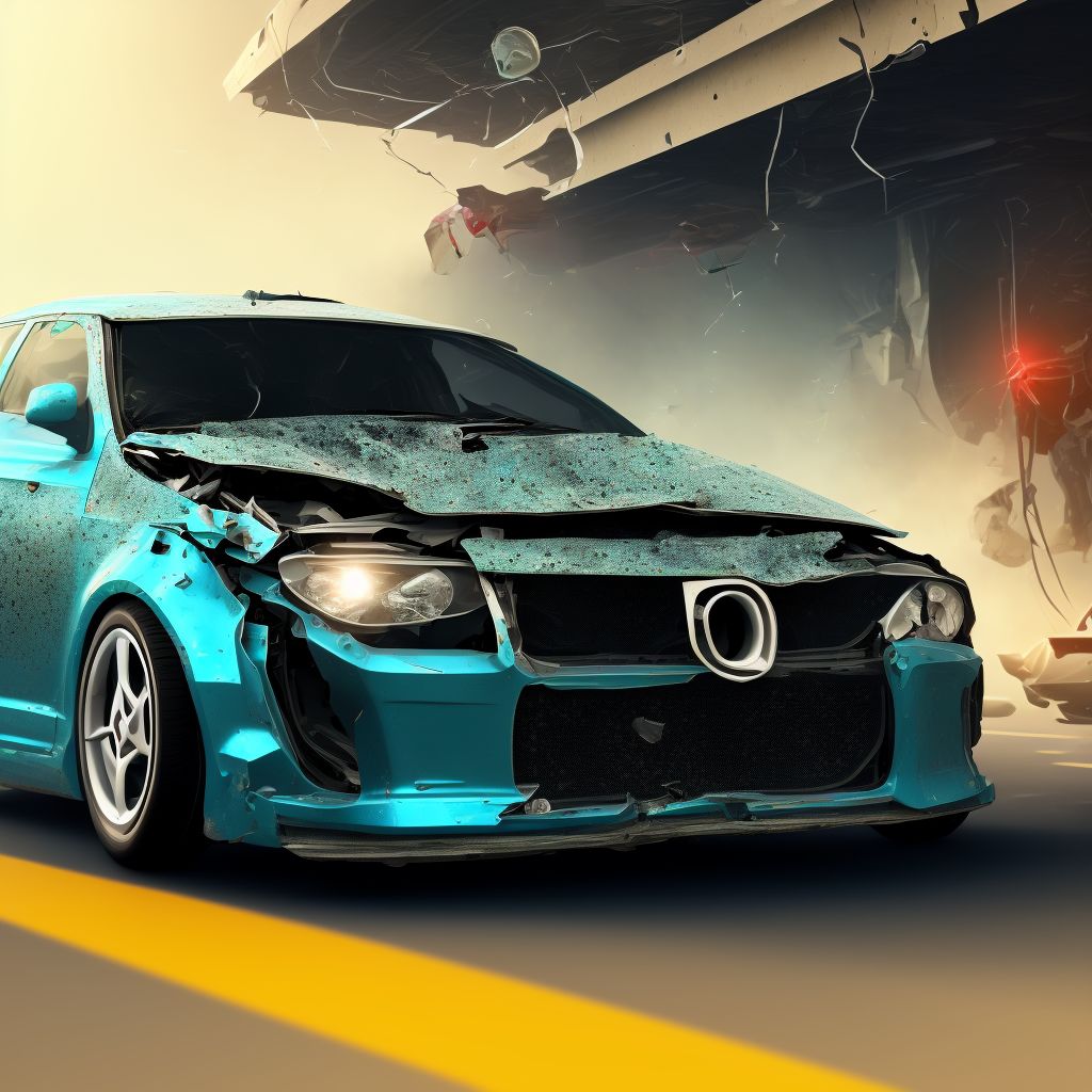 Unspecified car occupant injured in collision with two- or three-wheeled motor vehicle in nontraffic accident, subsequent encounter digital illustration