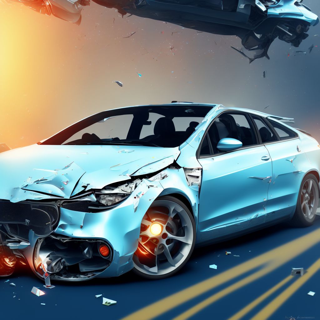 Car driver injured in collision with other type car in nontraffic accident, sequela digital illustration