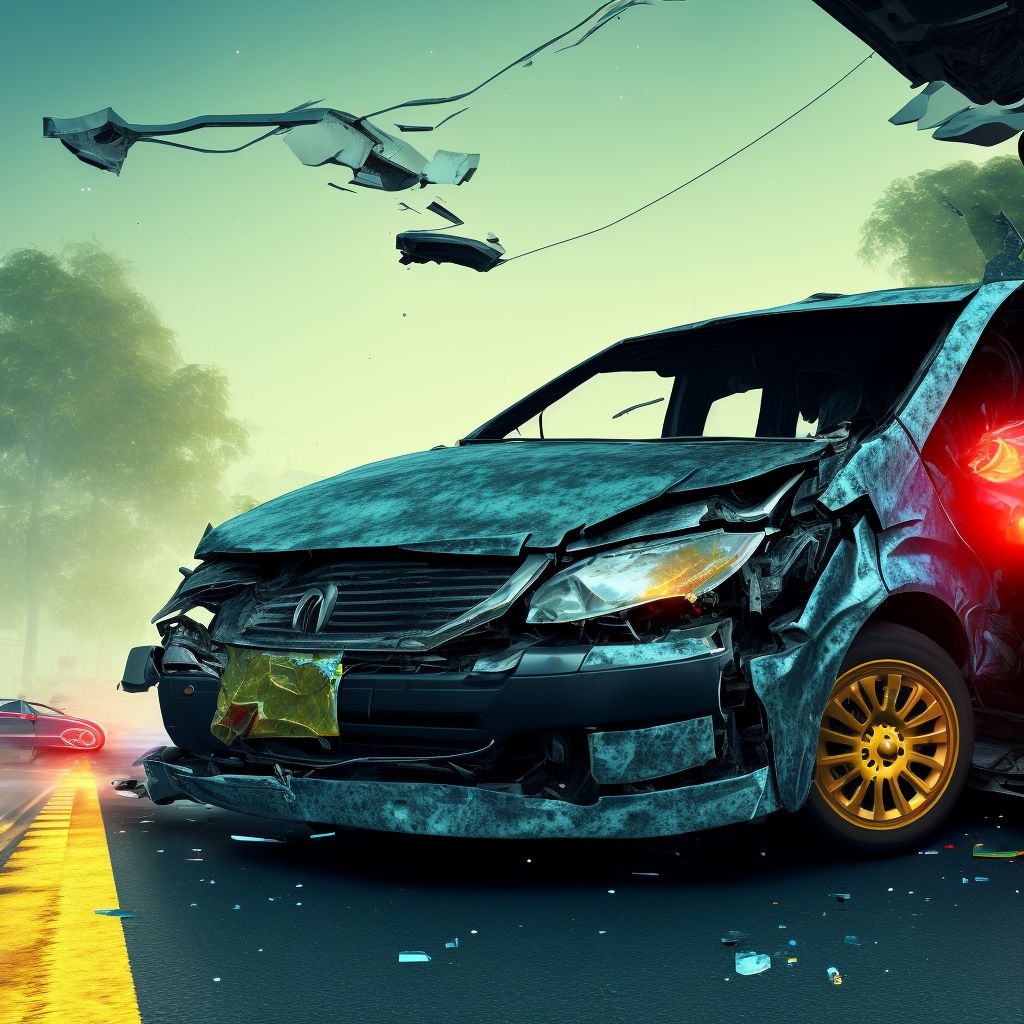 Car driver injured in collision with van in nontraffic accident, initial encounter digital illustration