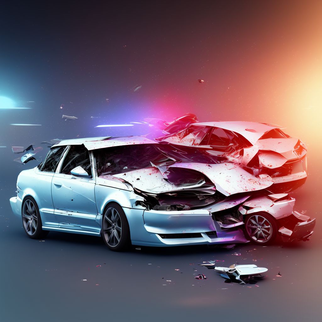 Car passenger injured in collision with other type car in nontraffic accident, sequela digital illustration