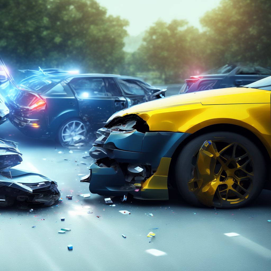 Person on outside of car injured in collision with other type car in nontraffic accident, initial encounter digital illustration