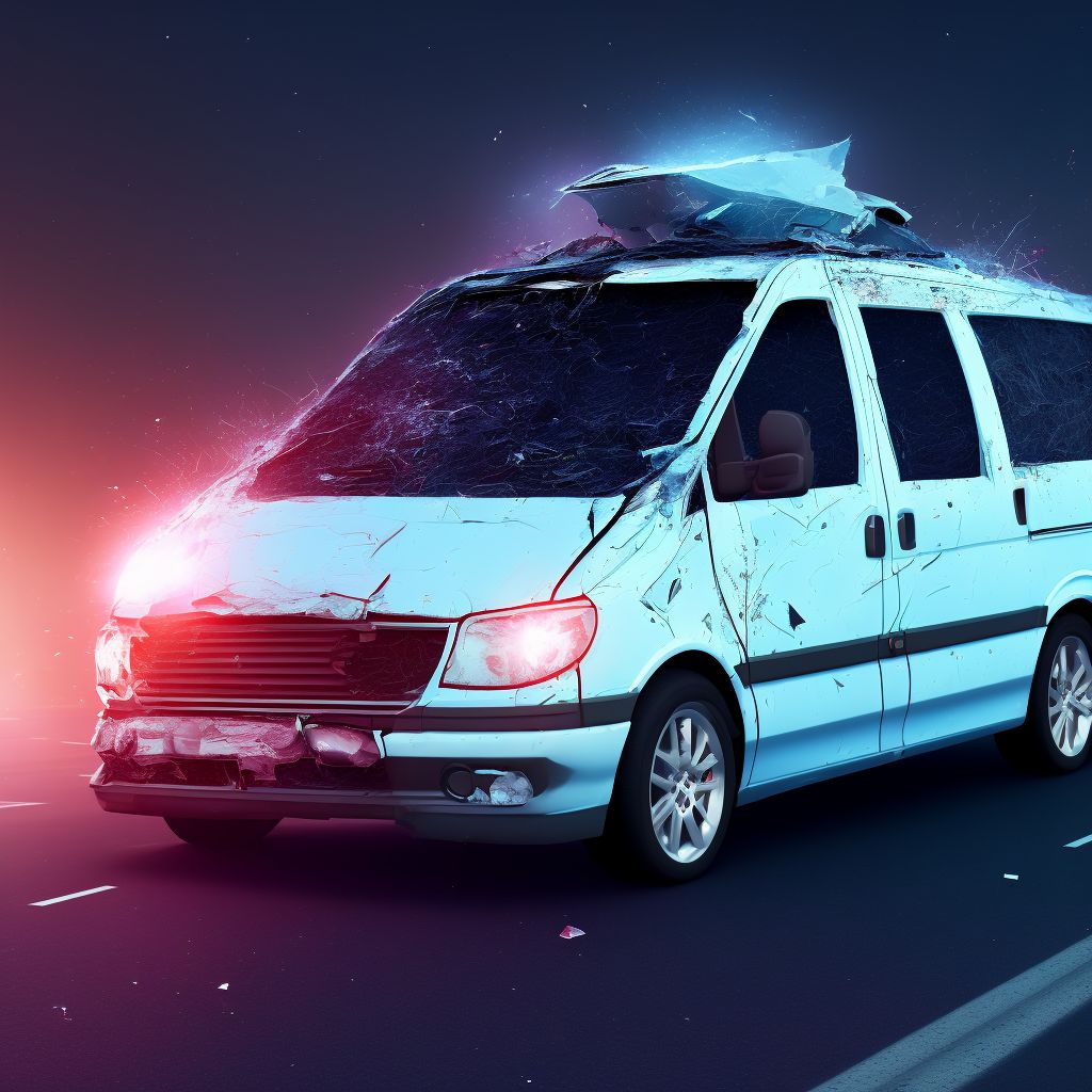 Person on outside of car injured in collision with van in nontraffic accident, initial encounter digital illustration