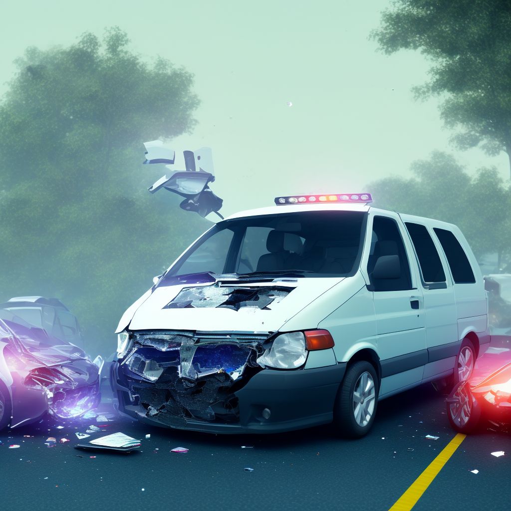 Person on outside of car injured in collision with van in nontraffic accident, subsequent encounter digital illustration