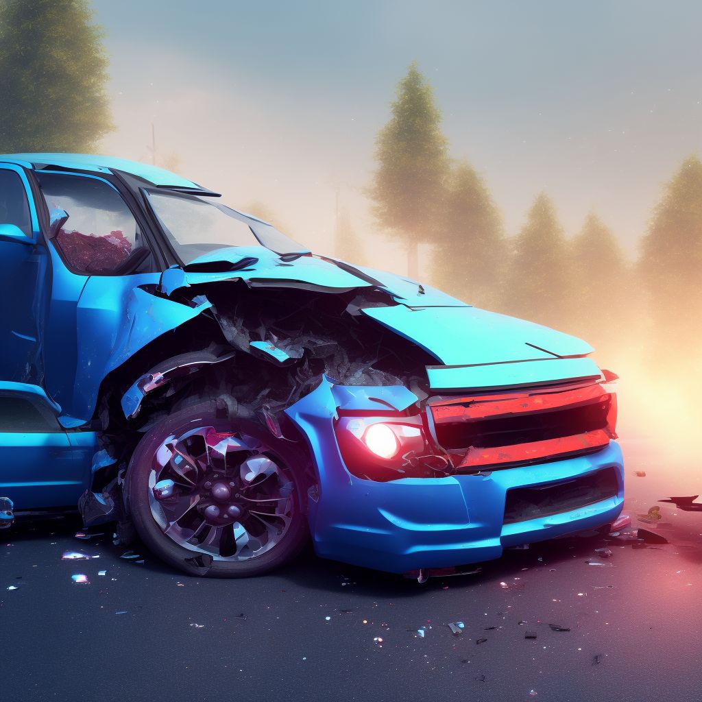 Unspecified car occupant injured in collision with pick-up truck in nontraffic accident, initial encounter digital illustration