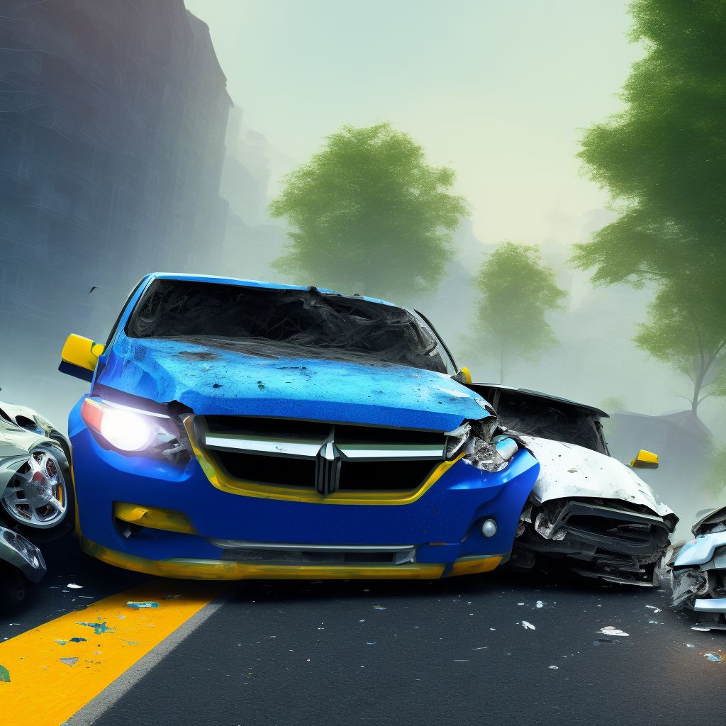 Unspecified car occupant injured in collision with pick-up truck in nontraffic accident, subsequent encounter digital illustration