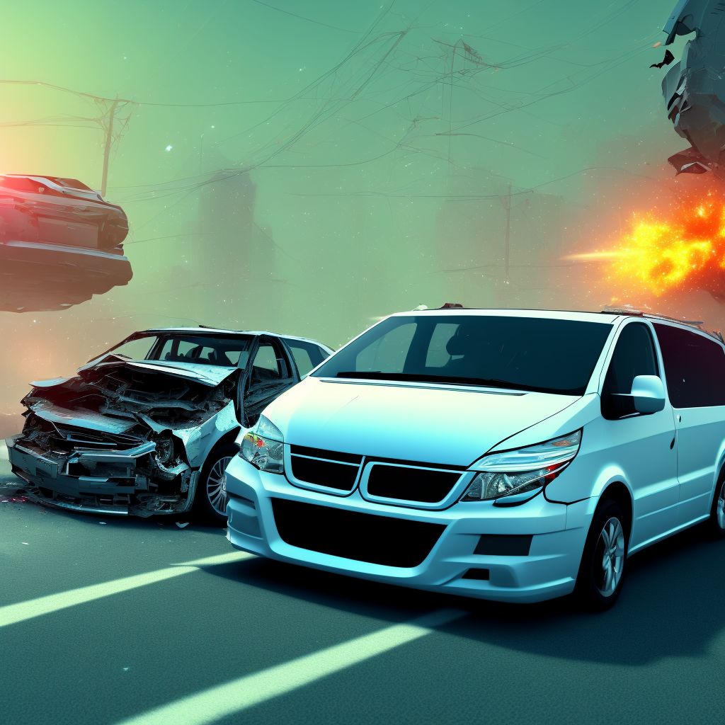 Unspecified car occupant injured in collision with van in nontraffic accident, initial encounter digital illustration