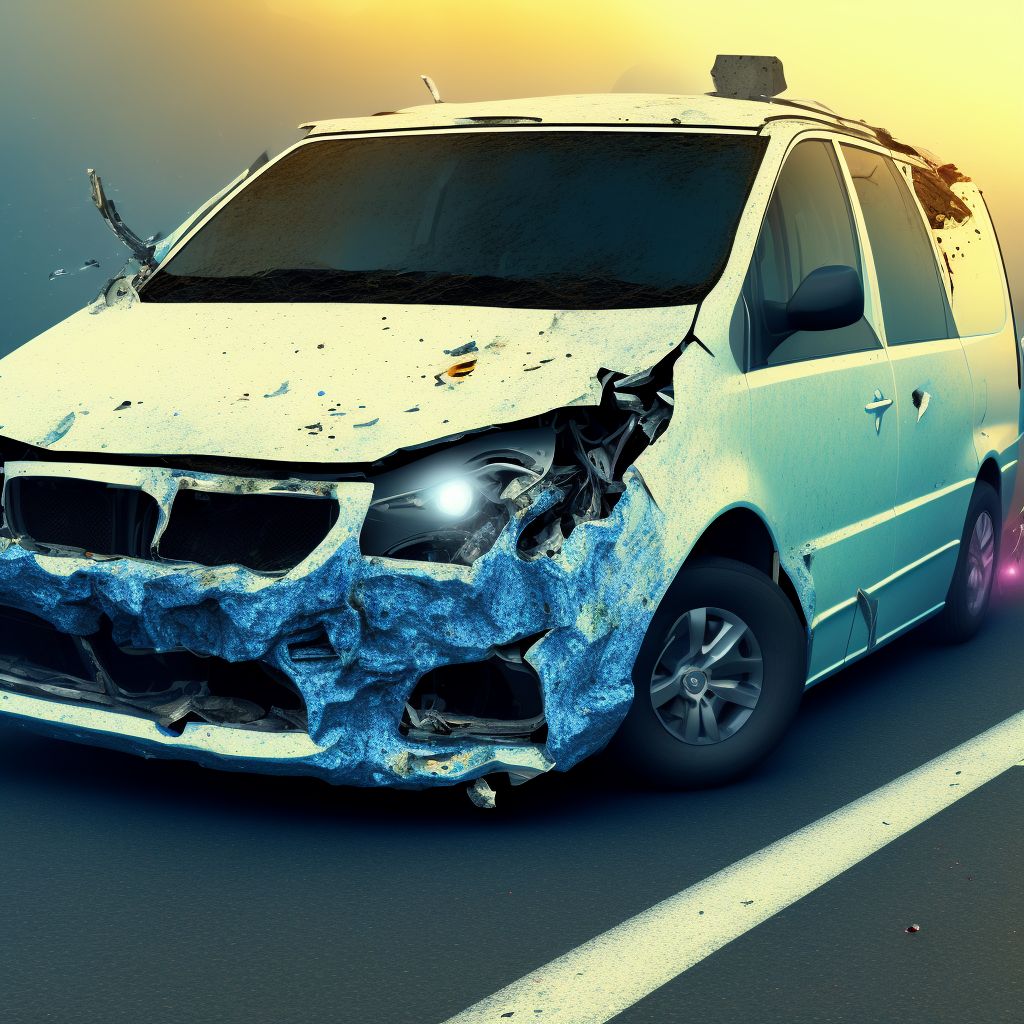 Unspecified car occupant injured in collision with van in nontraffic accident, subsequent encounter digital illustration