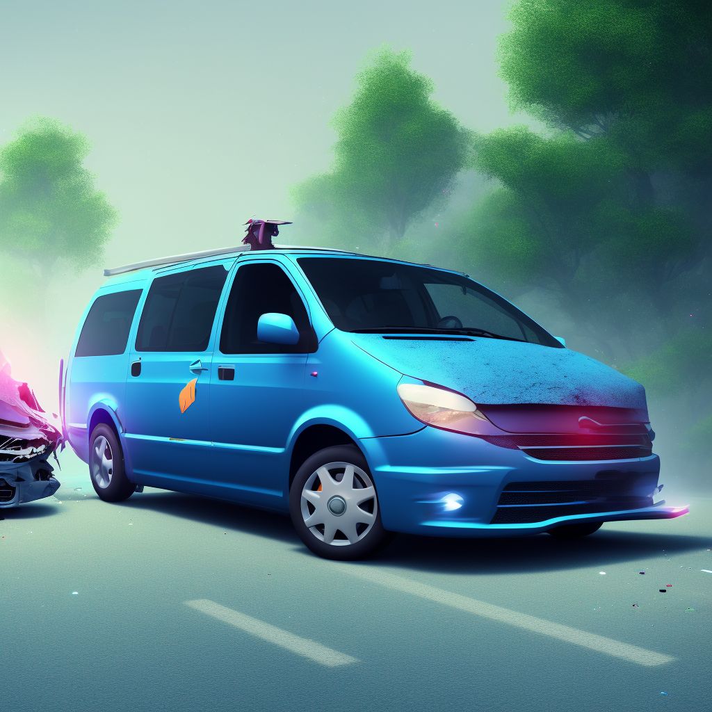 Unspecified car occupant injured in collision with van in nontraffic accident, sequela digital illustration