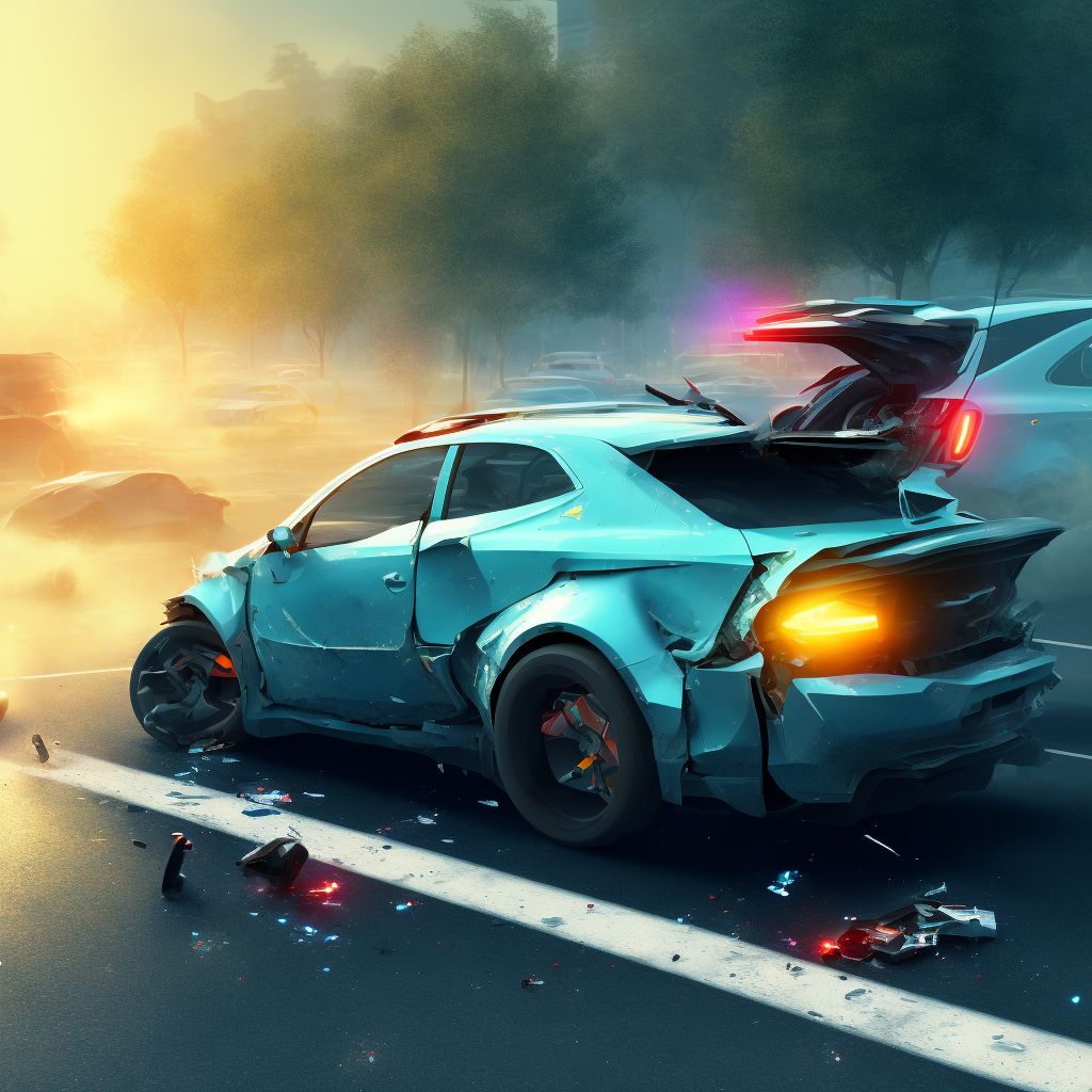 Person boarding or alighting a car injured in collision with other type car, subsequent encounter digital illustration